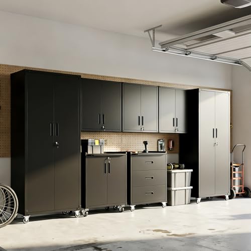 Image of Garage Cabinet System | Heavy Duty Steel All-in-One Modular Garage Cabinet Set for Ultimate Workshop Organization | Easy Assembly Garage Storage Cabinets & Tool Bench