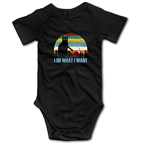 tiansiaben Tutina a maniche corte con scritta "I Do What I Want Cat", Nero , 3-6 Months