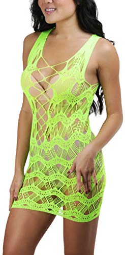 Image of ToBeInStyle Women's Stretch See Through Fishnet Novelty Mini Rave Party Dress