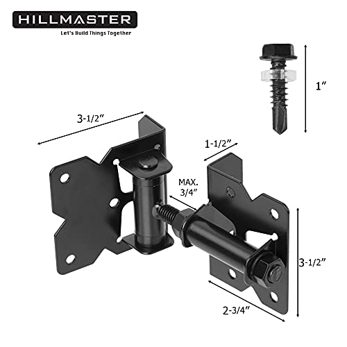 Heavy Duty Gate Hinges 2 Pack Solid Vinyl Fence Gate Closer Hinges With 22 Durable Screws, 90 Degree Tension Boerboel Gate Hinges Hardware Kit For Wooden/Pvc Fence, Manual Close & Black Finish #TOP2