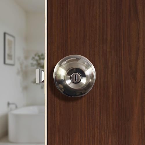 Image of VOLO Antique Finish Tubular Entry Door Knob with Lock - Durable Handle for Bathrooms, Bedrooms, and Home (Waterproof) (Without Keys)