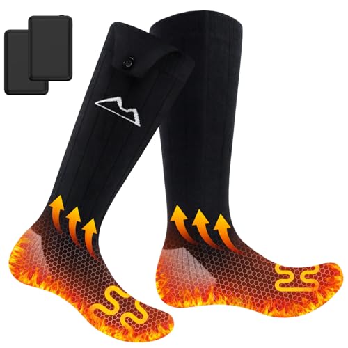 WUEAOA Calze Riscaldate a Batteria, Calzini Riscaldati a Batteria,leggeri con batteria da 5000 mAh e 3 livelli di riscaldamento, comodi e lavabili in lavatrice, perfetti per gli sport all'aria aperta