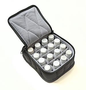 16-Bottle Essential Oil Carrying Case for 5ml Bottles - Black with Light Grey Interior - 3