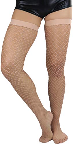 Image of ToBeInStyle Women's Vibrant Large Net Fishnet Thigh High Elastic Nylon Novelty Stockings