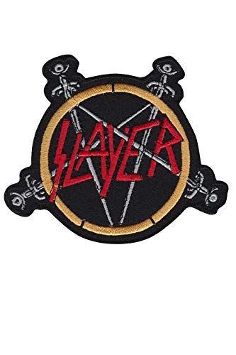 Slayer Pentagram Thrash Metal Band parche patch bordado con logotipo para planchar de hierro en apliques
