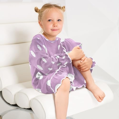 White Light Purple Polka Dot Girls Dress Toddler Princess Dress Long Sleeve Winter Shirt Clothes for 3T4