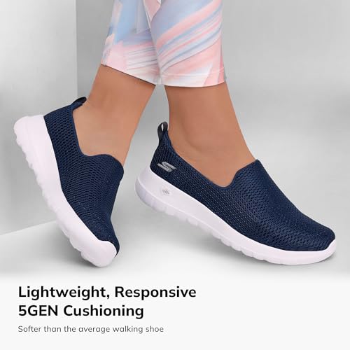 Skechers Women's Go Walk Joy Sneaker – 5GEN Cushioning, Air-Cooled GOGA Mat, Breathable Mesh Upper, Navy/White, 5