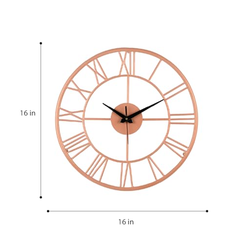 Image of Wakefit Metal Analog Wall Clock Medium | 16 Inch | Laser Cut Abstract Home Decor & Gifting Option | for Living Room Study Bedroom & Office Decor | Lyvora Metal Wall Clock 400 MM Peach