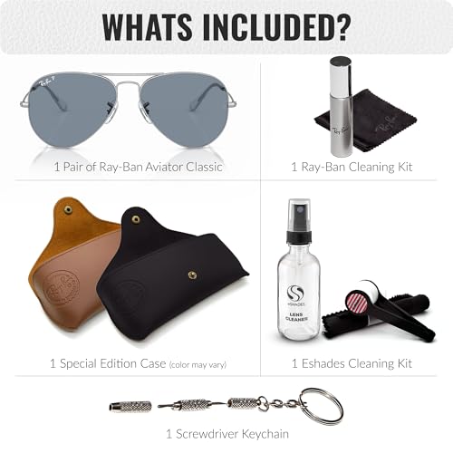 Image of Ray-Ban RB3025 CLASSIC AVIATOR POLARIZED Sunglasses for Men & Women with Official Eyewear Kit