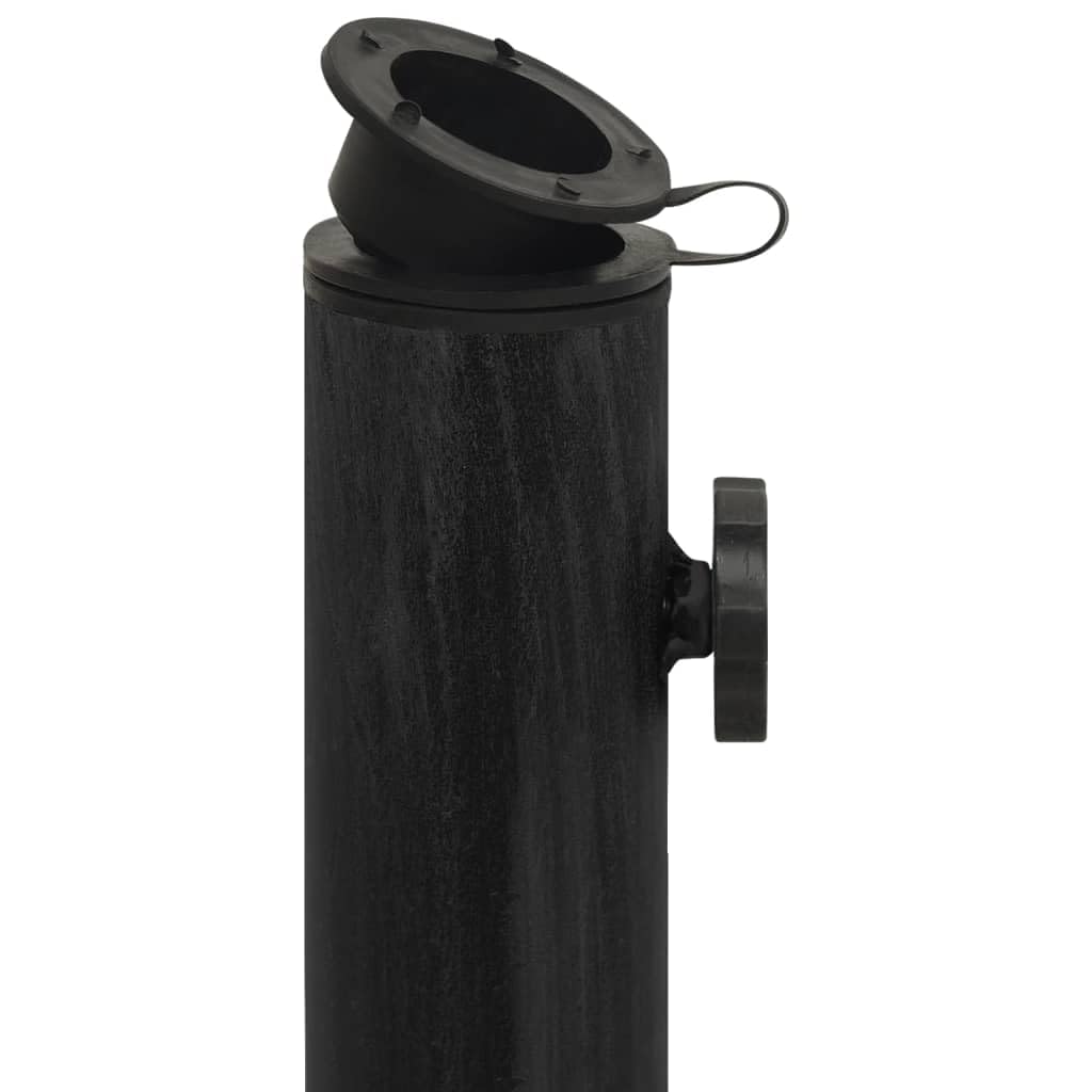 Robusto portaombrellone in ghisa, 48 x 48 x 33 cm, nero, con adattatore per aste da 35/38/48 mm, base stabile con motivo floreale per giardino ed esterni.