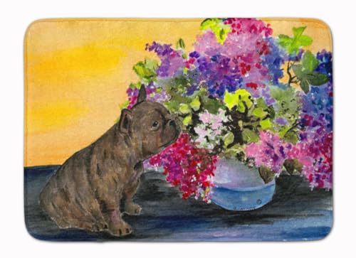 Caroline's Treasures SS8536RUG French Bulldog Machine Washable Memory Foam Mat, Bathroom Rug, Non-Slip Bath Mat, Durable Thick Washable Rugs for Kitchen, Bathroom Quick Dry, Decorative Artwork,