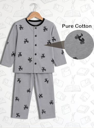 Image of 3BROS Cotton Bodysuit Dress with Full Pajama and Full Sleeves Night Suit Top Combo Set for Boys & Girls Baby Home Wear and Sleepwear Pack of 1