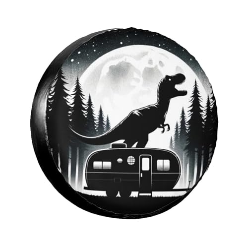 Universal Fit Spare Tire Cover for Rv, SUV, Camper - Dinosaur Trailer Decorative Tire Covers Weatherproof, Wheel Protector for Camping & Travel Trailer