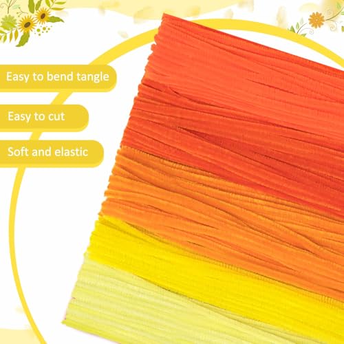 Image of Peryiter 500 Pcs Pipe Cleaners for DIY Flower Bouquets, Chenille Stems for Graduation Bouquet Crafts, Fuzzy Sticks for Handmade Flowers, DIY Gift, Art Projects(Orange,12 Inch)
