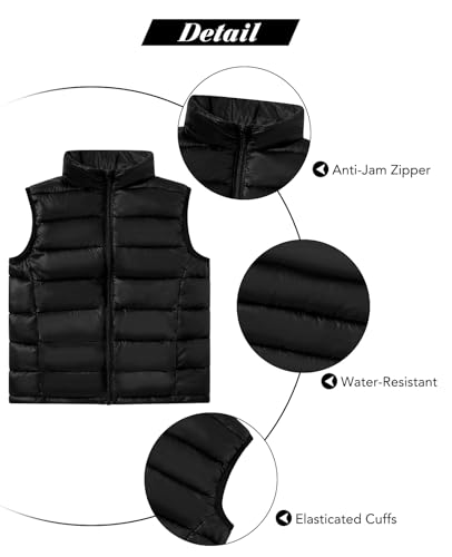 Cutemile Toddler Puffer Vest Girls Black Quilted Sleeveless Jacket Zipper Faux Down Vests Outerwear For School Size 5-6 Years thumb #3