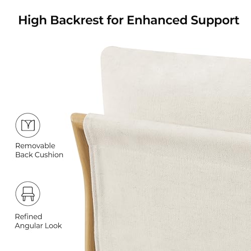 Image of CHITA Boho Rope Counter Height Bar Stools Set of 2, Modern Upholstered Bar Stools with Handwoven Rope Armrests, Metal Frame with Wood-Grain Finish, 26.4 inch Seat Height, Cream