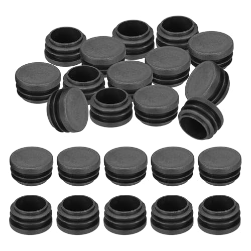 Image of PATIKIL 1-3 /16 inch Plastic Tubing End Caps, 24Pcs Round Hole Plug Insert for Round Iron Pipe Chair Leg Table Bookshelves Furniture, Black