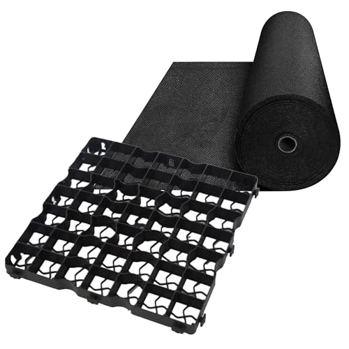 6' x 4' Shed Base - Black Plastic Grids for Garden Path, Greenhouse, Deck & Turf - Sturdy Garden Shed Plastic Base Grid Includes Weed Membrane for Lawn, Gravel Grid & Bike Shed