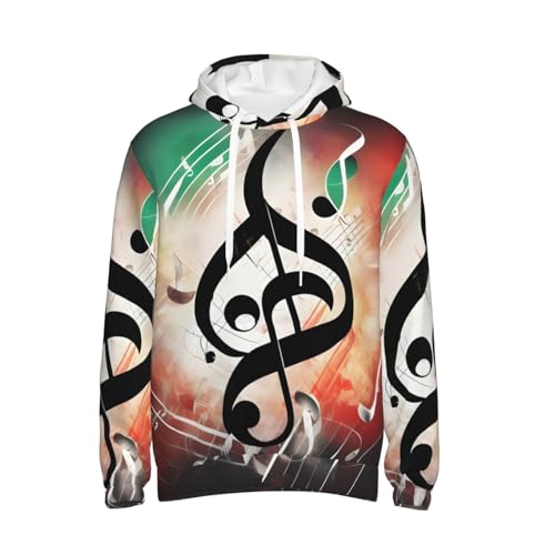 Sweat à capuche notes de musique imprimé graphique pull unisexe moderne avec poche - 7