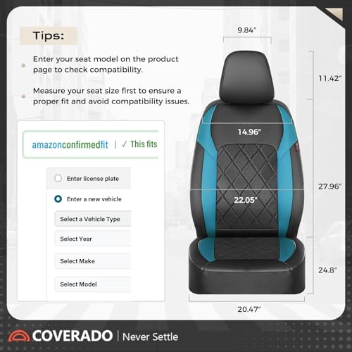 Image of Coverado Car Seat Covers, Front Seat Covers, 2 Front Automotive Seat Cover, Mesh Breathable Seat Protectors, Universal Fit for Most Cars