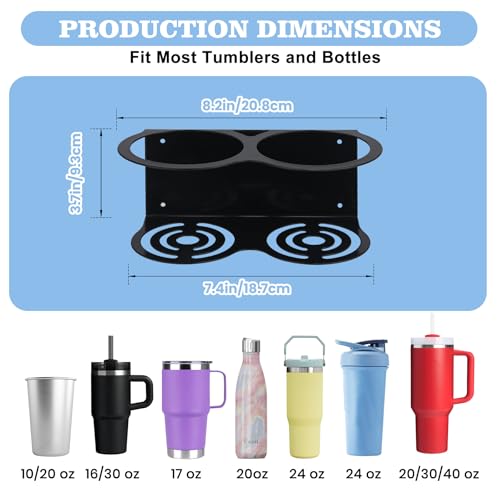 Image of 2 Pack Magnetic Stanley Cup Holder Water Bottle Organizer for Stanley 30&40 oz Tumbler with Double Sided Tape Hold Stanley Cup Accessories for Kitchen Fridge Cabinet(Black)