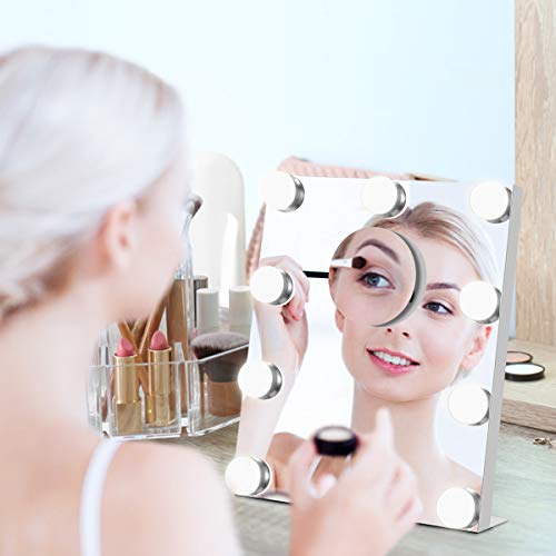 Vanity Mirror with Lights, Baban Hollywood Makeup Mirror with Dimmable LED with Lights 3 Colors Light Detachable 10X Magnification Touch Control 360°Rotation for Dressing Room, Bedroom Makeup, Black… - Thumbnail 6