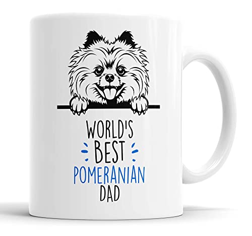Pomeranien World's Best Dad | Taza de regalo | Taza de regalo para perro para cumpleaños, Navidad | Amigo, papá, tío, hermano taza de cerámica