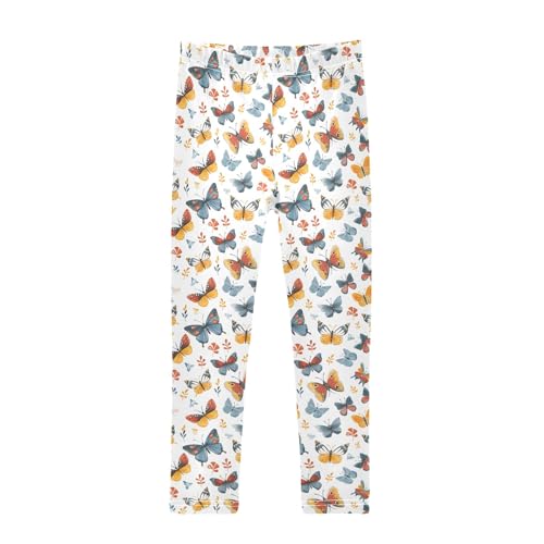 Colorful Simple Butterfly Girls Leggings Kids Yoga Pants Athletic Tights Pants 4-10 Years