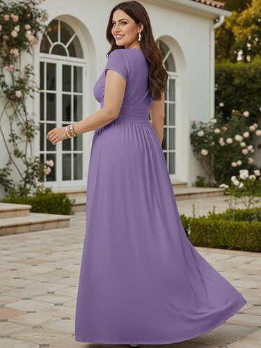 Image of KOH KOH Womens Sexy Cap Short Sleeve V-Neck Flowy Cocktail Gown