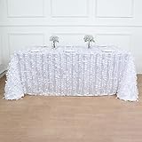 TABLECLOTHSFACTORY 90' x 132' Leaf Petal Taffeta Tablecloth Rectangle - White for Wedding, Party, Event, Banquet, Decoration, Nature Themed Celebration, Dessert Table Exhibition, Events Table Cover