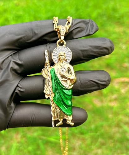 San Judas Tadeo Necklace Diamond 24K Gold Plated San Judas Tadeo Necklace San Judas Medalla (Gold 258)3