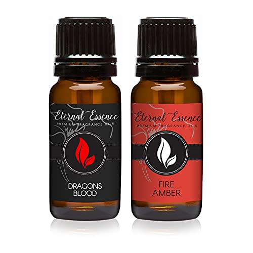 Image of Eternal Essence Oils 2 Pack 10ml Premium Fragrance Oil - Dragons Blood & Fire Amber - for Candle, Soap Making, Aromatherapy, Diffusers, Home Care, & Humidifiers