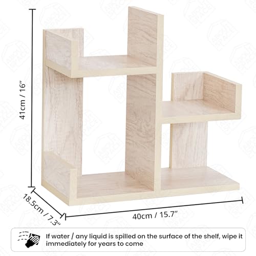 Image of ABOUT SPACE Table Top Bookshelf - Countertop Bookcase with 4 Shelves, DIY Engineered Wood Multipurpose Storage Organizer Table Shelf Book Rack for Home Study Room (L 40 x B 18.5 x H 41 cm - Beige
