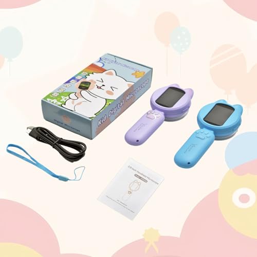 Image of Microscope Children's Mini Pocket Handheld Portable 2 Inch Screen 8 LED Lights Birthday Gift (Purple)