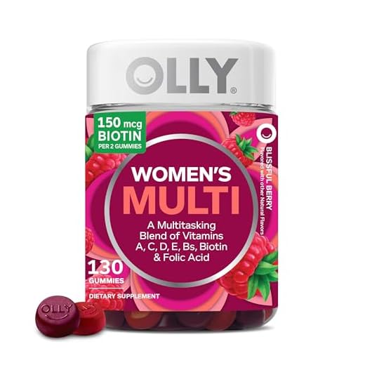 OLLY Women's Multivitamin Gummy, Vitamins A, D, C, E, Biotin, Folic Acid, Adult Chewable Vitamin, Berry Flavor, 65 Day Supply - 130 Count (Packaging May Vary)