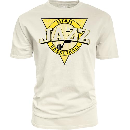 Utah Jazz NBA Officially Licensed T-Shirt Ringspun Triblock Ivory, Large