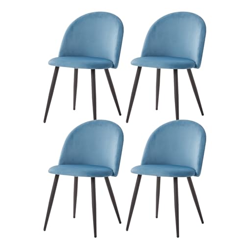 Grandca Home Juego De 4 Sillas De Comedor De Terciopelo, Sillas De Cocina Con Patas De Metal Negro, Sillas De Comedor Laterales Tapizadas Para Sala De Estar,Azul-Bk Grandca Home Juego De 4 Sillas De Comedor De Terciopelo, Sillas De Cocina Con Patas De Metal Negro, Sillas De Comedor Laterales Tapizadas Para Sala De Estar,Azul-Bk