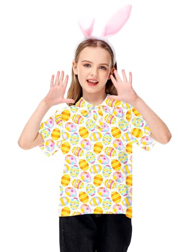 Image of AOBUTE Kids 4th of July Polo American Flag Short Sleeve Button Down Shirts Tops 3-14 Years