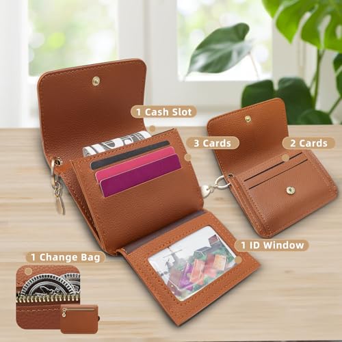 Solid Color Wallet Women, Ladies Wallets with Back Zipper and Small Pendant, Card Wallets for Women with ID Window for Cash, Cards, ID Cards, and Coin (Pink)4