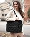 Uselike Tote Bag for Women, Lightweight Puffer Tote Work Bags with Compartments for Travel, Quilted Shoulder Bag with Zipper (Black)