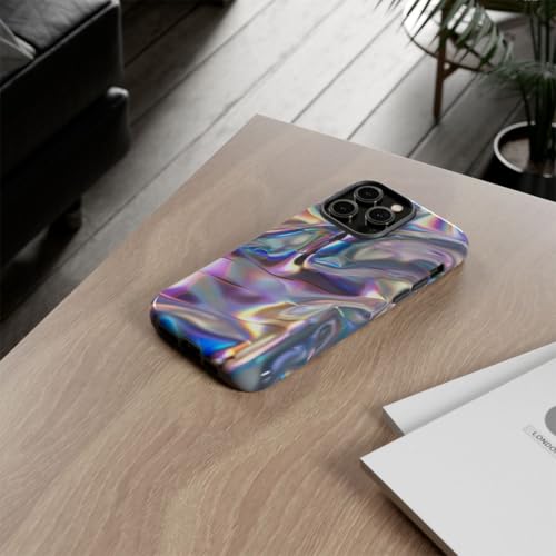 Coque rigide brillante texture holographique irisée pour iPhone 14 Pro Max - 4