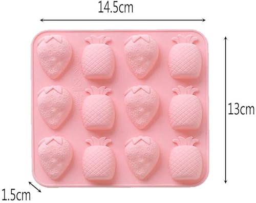 Miniatura 2 de 2 moldes de silicona en forma de fruta 3D, fresa, piña, utilizados para bricolaje, pasteles, galletas, jabón, azúcar, pudín, chocolate, caramelo,