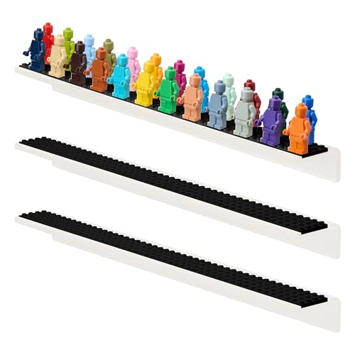 Tapeera Expositor de Figuras Compatible con Minifiguras Lego – 3 Estantes Flotantes de Metacrilato para Pared – Expositor de Minifiguras y Figuras Lego – hasta 72 Mini Figuras (Base Negra)