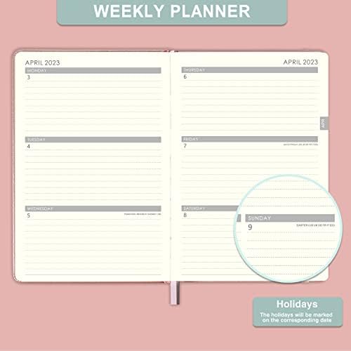 Diary 2023 - Diary 2023 Week to View, from January 2023 to December 2023, A5 Premium Thicker Paper with Pen Holder, Inner Pocket and Notes Pages - Rose Gold