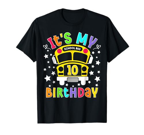 Funny School 10th Birthday Party School Bus Uffor Teacher Camiseta