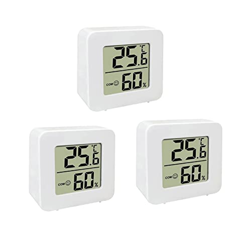 Lot de 3 mini thermomètres et hygromètres pour intérieur, LCD Digital Intelligent Thermomètre de Chambre Capteur de Haute Précision Humidimètre Moniteur de Température pour Maison Bureau Cuisine Cover