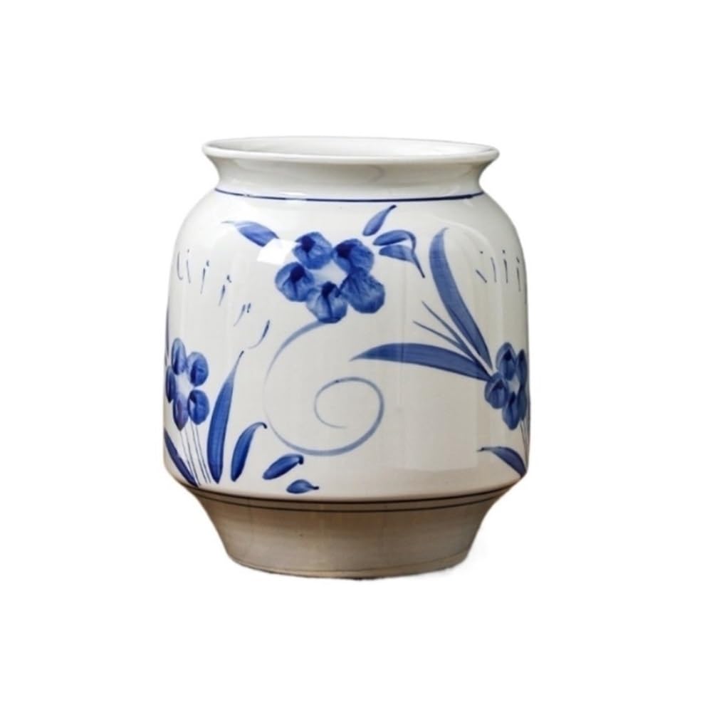 XBGfdySD Blue and White Porcelain Flowerpot, Plant Ceramic Plant Pots, Flower Patterned Planter with Drainage Holes(Large)