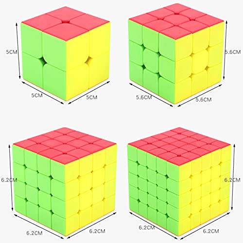 Speed Cube Set Stickerless Magic Cube Puzzle 4 Pack Puzzle Cube Bundle (Pack Of 2X2X2, 3X3X3, 4X4X4, 5X5X5) #TOP4