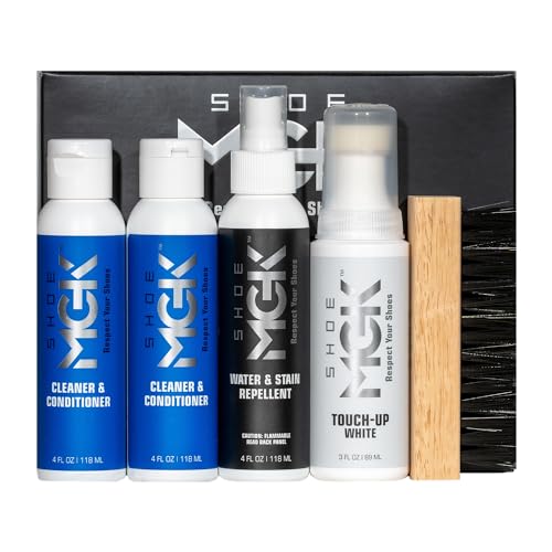 Shoe MGK MVP Sneaker Cleaner Kit - Cleaner & Conditioner, Water & Stain Repellent, White Touch-Up, with Shoe Brush to Clean and Whiten Leather, Canvas, Fabric Shoes - Thumbnail 4