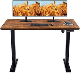 Devoko Electric Standing Desk Height Adjustable Standing Desk 160x80cm Sit Stand Desk with Wood Desktop Heavy Duty Steel Stand Up Desk Automatic 4-Memory Smart Keyboard(Rustic Brown Desktop)